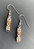 Gold and Silver Byzantine Chain Maille Earrings