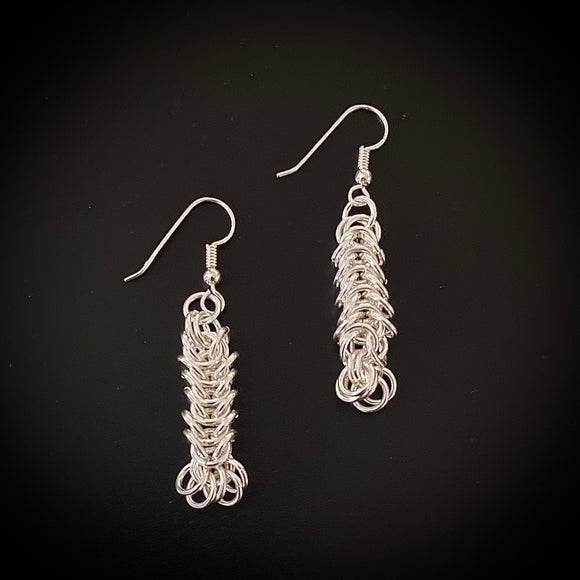 Sterling Silver Box Chain Maille Earrings