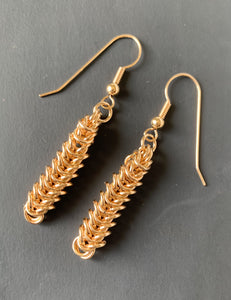 Gold Filled Box Chain Maille Earrings