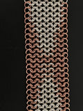 Silver and Copper 4-in-1 Chain Maille Bracelet with “H” Design