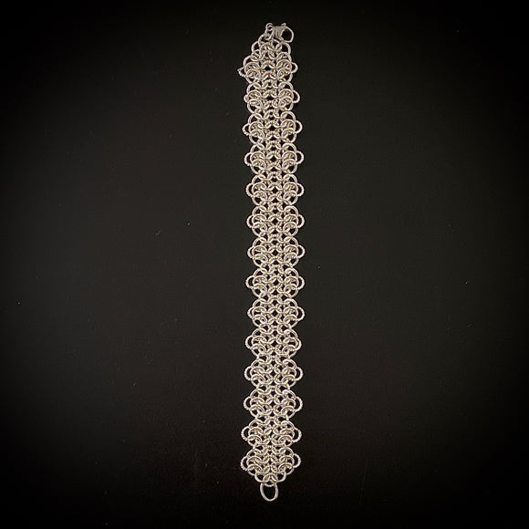 Sterling Silver and Twist Silver Chain Maille Bracelet