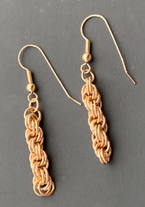 Gold Filled Double Spiral Chain Maille Earrings