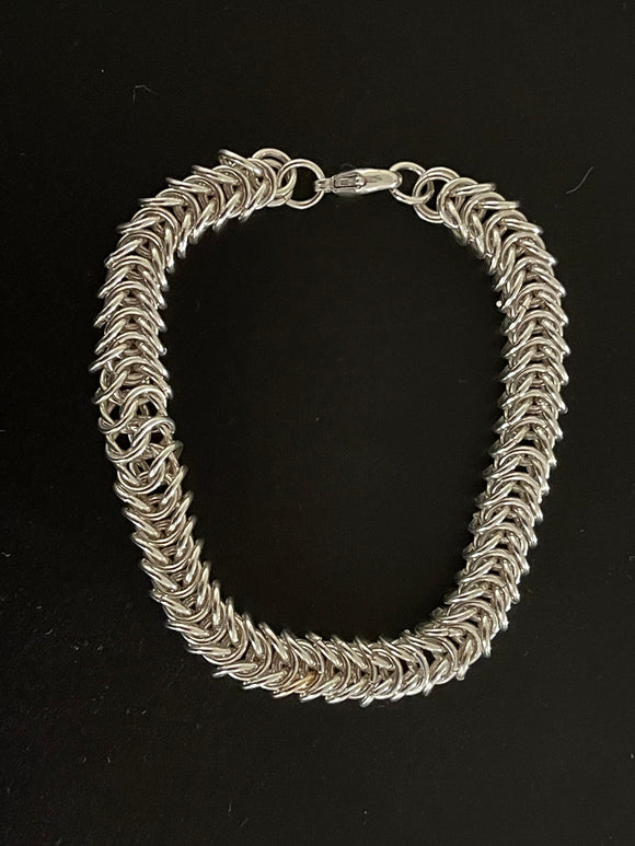 Silver Box Weave Chain Maille Bracelet