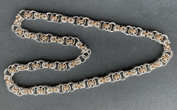 Silver and Gold Combo Chain Maille Necklace