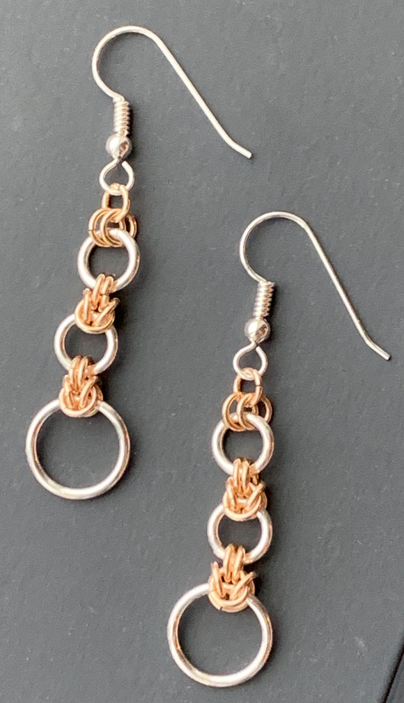 Sterling Silver and Gold Knots and Rings Earrings
