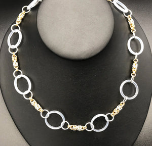 White Agate and Byzantine Chain Maille Necklace