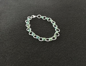Silver and Niobium Rings and Knots Chain Maille Bracelet