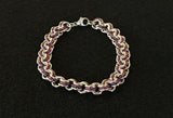 Silver and Niobium 3 x 3 Chain Maille Bracelet