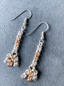 Silver and Gold 2x2 Chain Maille with Dangle Earrings