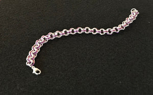 Silver and Niobium 3 x 3 Chain Maille Bracelet