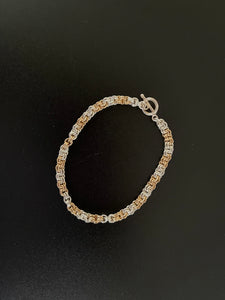 Silver and Gold 2x2 Chain Maille Bracelet
