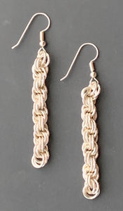 Sterling Silver Double Spiral Chain Maille Earrings