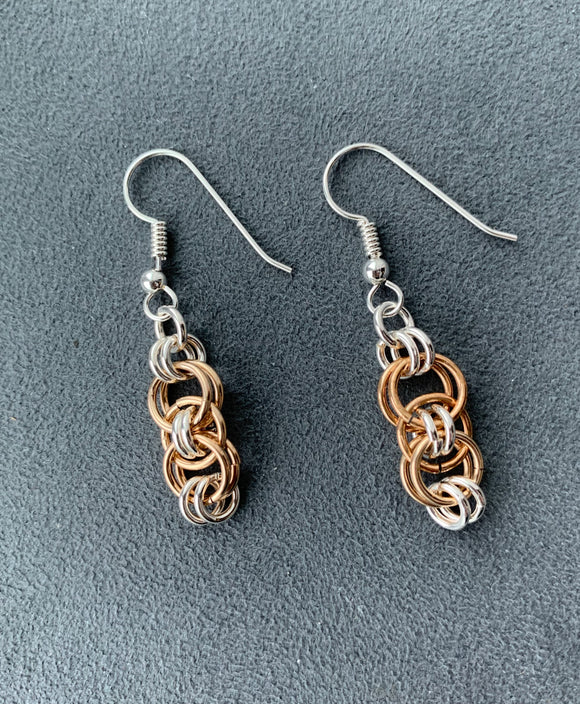 Gold and Silver Celtic Chain Maille Earrings