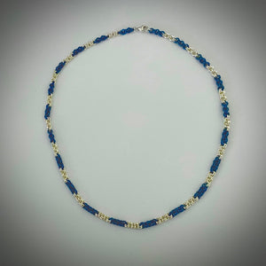 Blue and Silver 2x2 Chain Maille Necklace